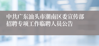 中共广东汕头市潮南区委宣传部招聘专项工作临聘人员公告