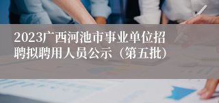 2023广西河池市事业单位招聘拟聘用人员公示（第五批）