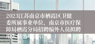 2023江苏南京市栖霞区卫健委所属事业单位、南京市医疗保障局栖霞分局招聘编外人员拟聘用人员名单公示（一）