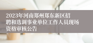 2023年河南郑州郑东新区招聘和选调事业单位工作人员现场资格审核公告