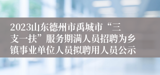 2023山东德州市禹城市“三支一扶”服务期满人员招聘为乡镇事业单位人员拟聘用人员公示