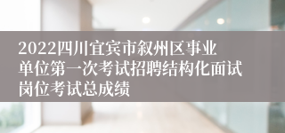 2022四川宜宾市叙州区事业单位第一次考试招聘结构化面试岗位考试总成绩