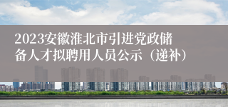 2023安徽淮北市引进党政储备人才拟聘用人员公示（递补）