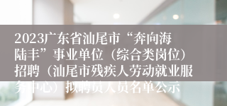 2023广东省汕尾市“奔向海陆丰”事业单位（综合类岗位）招聘（汕尾市残疾人劳动就业服务中心）拟聘员人员名单公示