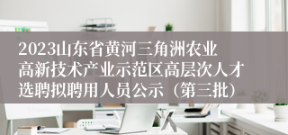 2023山东省黄河三角洲农业高新技术产业示范区高层次人才选聘拟聘用人员公示（第三批）