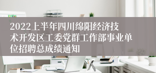 2022上半年四川绵阳经济技术开发区工委党群工作部事业单位招聘总成绩通知