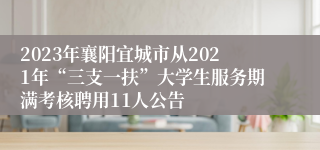 2023年襄阳宜城市从2021年“三支一扶”大学生服务期满考核聘用11人公告