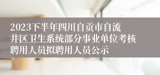 2023下半年四川自贡市自流井区卫生系统部分事业单位考核聘用人员拟聘用人员公示