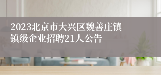 2023北京市大兴区魏善庄镇镇级企业招聘21人公告