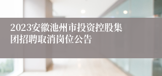 2023安徽池州市投资控股集团招聘取消岗位公告