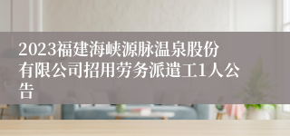 2023福建海峡源脉温泉股份有限公司招用劳务派遣工1人公告