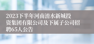 2023下半年河南淯水新城投资集团有限公司及下属子公司招聘65人公告