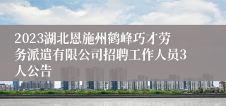 2023湖北恩施州鹤峰巧才劳务派遣有限公司招聘工作人员3人公告