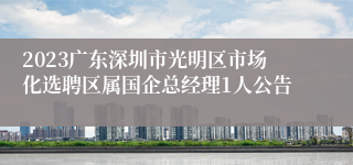 2023广东深圳市光明区市场化选聘区属国企总经理1人公告