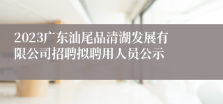 2023广东汕尾品清湖发展有限公司招聘拟聘用人员公示