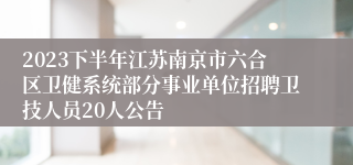 2023下半年江苏南京市六合区卫健系统部分事业单位招聘卫技人员20人公告