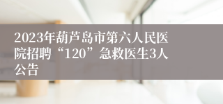 2023年葫芦岛市第六人民医院招聘“120”急救医生3人公告