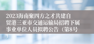 2023海南聚四方之才共建自贸港三亚市交通运输局招聘下属事业单位人员拟聘公告（第8号）