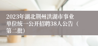 2023年湖北荆州洪湖市事业单位统一公开招聘38人公告（第二批）