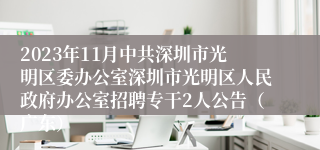 2023年11月中共深圳市光明区委办公室深圳市光明区人民政府办公室招聘专干2人公告（广东）