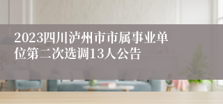 2023四川泸州市市属事业单位第二次选调13人公告