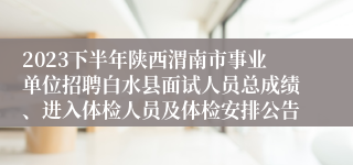 2023下半年陕西渭南市事业单位招聘白水县面试人员总成绩、进入体检人员及体检安排公告