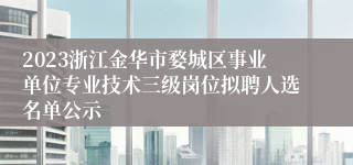 2023浙江金华市婺城区事业单位专业技术三级岗位拟聘人选名单公示