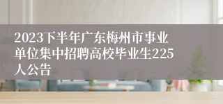 2023下半年广东梅州市事业单位集中招聘高校毕业生225人公告