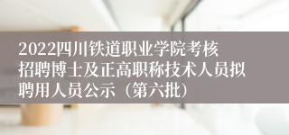 2022四川铁道职业学院考核招聘博士及正高职称技术人员拟聘用人员公示（第六批）