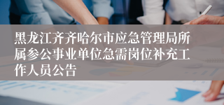 黑龙江齐齐哈尔市应急管理局所属参公事业单位急需岗位补充工作人员公告