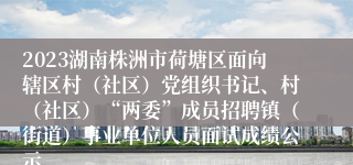 2023湖南株洲市荷塘区面向辖区村（社区）党组织书记、村（社区）“两委”成员招聘镇（街道）事业单位人员面试成绩公示