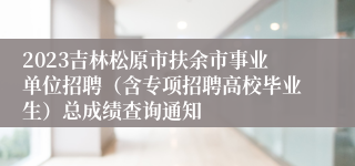 2023吉林松原市扶余市事业单位招聘（含专项招聘高校毕业生）总成绩查询通知