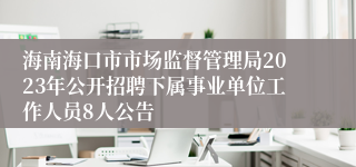 海南海口市市场监督管理局2023年公开招聘下属事业单位工作人员8人公告