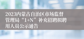 2023内蒙古自治区市场监督管理局“1+N”补充招聘拟聘用人员公示通告