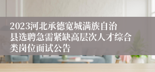 2023河北承德宽城满族自治县选聘急需紧缺高层次人才综合类岗位面试公告