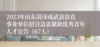 2023年山东菏泽成武县县直事业单位招引急需紧缺优秀青年人才公告（67人）