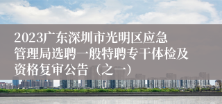 2023广东深圳市光明区应急管理局选聘一般特聘专干体检及资格复审公告（之一）