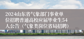 2024山东省气象部门事业单位招聘普通高校应届毕业生54人公告（气象类岗位省局招聘）