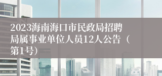 2023海南海口市民政局招聘局属事业单位人员12人公告（第1号）