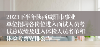 2023下半年陕西咸阳市事业单位招聘各岗位进入面试人员考试总成绩及进入体检人员名单和体检考察安排公告