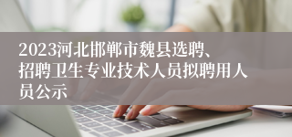 2023河北邯郸市魏县选聘、招聘卫生专业技术人员拟聘用人员公示