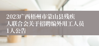 2023广西梧州市蒙山县残疾人联合会关于招聘编外用工人员1人公告