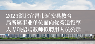 2023湖北宜昌市远安县教育局所属事业单位面向优秀退役军人专项招聘教师拟聘用人员公示