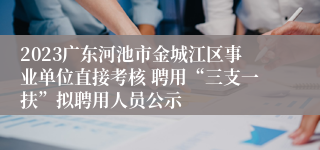 2023广东河池市金城江区事业单位直接考核 聘用“三支一扶”拟聘用人员公示