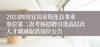 2023四川宜宾市筠连县事业单位第二次考核招聘引进高层次人才调减取消岗位公告