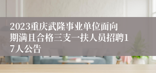 2023重庆武隆事业单位面向期满且合格三支一扶人员招聘17人公告