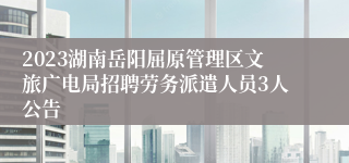 2023湖南岳阳屈原管理区文旅广电局招聘劳务派遣人员3人公告