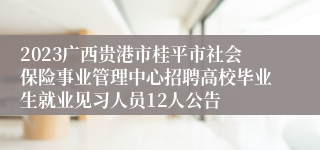 2023广西贵港市桂平市社会保险事业管理中心招聘高校毕业生就业见习人员12人公告