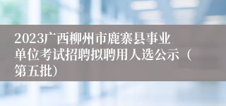 2023广西柳州市鹿寨县事业单位考试招聘拟聘用人选公示（第五批）