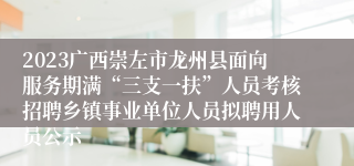 2023广西崇左市龙州县面向服务期满“三支一扶”人员考核招聘乡镇事业单位人员拟聘用人员公示